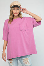 Load image into Gallery viewer, Easel Short Sleeve Mineral Wash Tunic Top in Barbie Pink Shirts &amp; Tops Easel   
