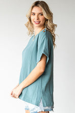 Load image into Gallery viewer, First Love Solid Color Cotton Gauze Top in Teal Shirts &amp; Tops First Love   
