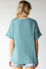 Load image into Gallery viewer, First Love Solid Color Cotton Gauze Top in Teal Shirts &amp; Tops First Love   
