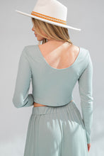 Load image into Gallery viewer, Easel Ribbed Cropped Top in Sage (TOP ONLY) Top Easel   
