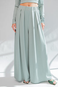 Easel Ribbed Knit Wide Leg Pants in Sage (PANTS ONLY) Pants Easel   