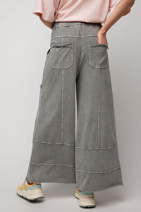 Easel Mineral Washed Terry Knit Pants in Ash Pants Easel   