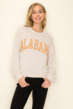 Load image into Gallery viewer, Tres Bien Hometown Collection Ribbed Knit Top with Alabama Print Front in Oatmeal
