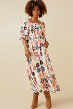 Load image into Gallery viewer, Hayden Mixed Floral Print Dress with Smocked Bodice in Taupe Dress Hayden   
