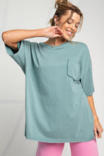 Load image into Gallery viewer, Easel Short Sleeve Mineral Wash Tunic Top in Moss Shirts &amp; Tops Easel   
