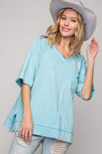 Load image into Gallery viewer, Easel Short Sleeve Cotton Basic Tee in Turquoise Top Easel   
