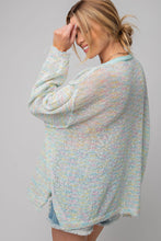 Load image into Gallery viewer, Easel Multi Color Light Weight Sweater in Mint Top Easel   
