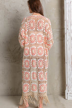 Load image into Gallery viewer, POL Long Crochet Sweater Cardigan in Beige/Blush-FINAL SALE Cardigan POL   
