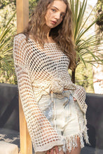Load image into Gallery viewer, POL Dropped Shoulder Open Knit Sweater Top in Natural Top POL Clothing   
