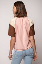 Load image into Gallery viewer, Easel Color Block Cotton Jersey Top in Blush Coco Top Easel   
