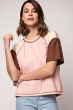 Load image into Gallery viewer, Easel Color Block Cotton Jersey Top in Blush Coco Top Easel   
