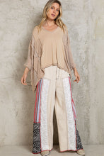 Load image into Gallery viewer, POL Oversize High Low Contrast V-Neck 3/4 Sleeve Top in Latte Shirts &amp; Tops POL Clothing   

