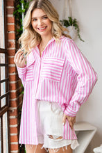 Load image into Gallery viewer, First Love Striped Button Down Shirt in Pink Top First Love   
