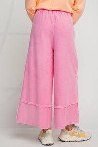 Easel Terry Palazzo Pants in Hot Pink Pants Easel   