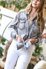 Load image into Gallery viewer, Mazik Washed Out Button Down  Jacket in Denim Grey Jacket Mazik   
