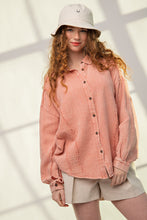 Load image into Gallery viewer, Easel Mineral Washed Cotton Gauze Shirt in Faded Coral Top Easel   
