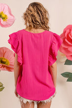 Load image into Gallery viewer, BiBi Shirred Bodice Top in Fuchsia Top BiBi   
