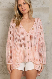 POL Oversized Button Down Cardigan Sweater Top in Strawberry Milk Top POL Clothing   