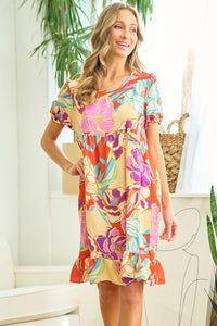 Lovely Melody Wildflower Dress in Taupe/Red Dress Lovely Melody   