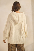 LovLov Textured Knit Sweater with Hood in Cream