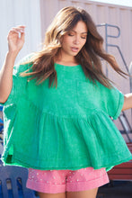 Load image into Gallery viewer, Fantastic Fawn Washed Gauze Babydoll Blouse in Kelly Green Top Fantastic Fawn   
