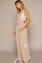 Load image into Gallery viewer, POL Loose Fit Jumpsuit with Floral Patchwork Details in Almond
