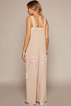 Load image into Gallery viewer, POL Loose Fit Jumpsuit with Floral Patchwork Details in Almond
