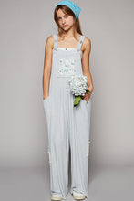 Load image into Gallery viewer, POL Loose Fit Jumpsuit with Floral Patchwork Details in Powder Blue
