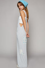 Load image into Gallery viewer, POL Loose Fit Jumpsuit with Floral Patchwork Details in Powder Blue
