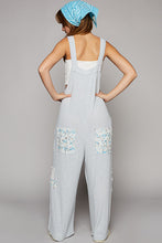 Load image into Gallery viewer, POL Loose Fit Jumpsuit with Floral Patchwork Details in Powder Blue
