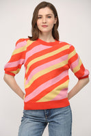 FATE Multi Colored Striped Knit Sweater in Orange Multi