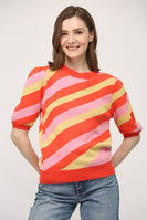 FATE Multi Colored Striped Knit Sweater in Orange Multi