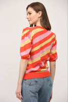 FATE Multi Colored Striped Knit Sweater in Orange Multi