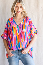 Load image into Gallery viewer, Jodifl Multicolor Feather Print Boxy Top  Jodifl   
