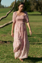 Load image into Gallery viewer, Davi &amp; Dani Smocked Bodice Floral Print Maxi Dress in Pink
