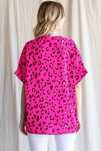 Jodifl Leopard Print Boxy Top in Hot Pink Top Jodifl   