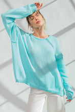 Load image into Gallery viewer, Easel Knitted Solid Color Sweater in Aqua Blue Shirts &amp; Tops Easel   
