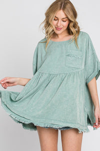 Sewn+Seen Oversized Baby Doll Top in Sage Shirts & Tops Sewn+Seen   