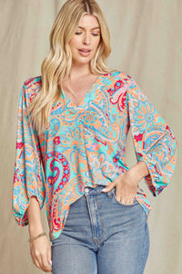 Paisley Blouse Top in Jade Top Beeson River   