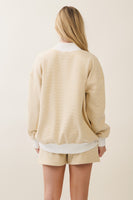 Veveret Mock Neck Striped Sweatshirt in Light Mustard