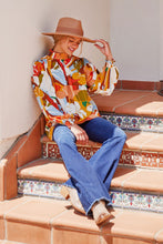 Load image into Gallery viewer, Jodifl Mixed Print Peasant Sleeve Top in Mustard Mix Shirts &amp; Tops Jodifl   
