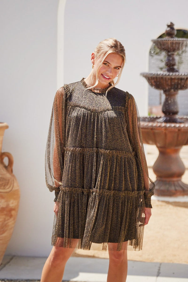 Jodifl Twinkle Frilled Tiered Dress  in Black Dress Jodifl   