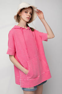 Easel Thermal Pullover Hoodie in Barbie Pink Top Easel   