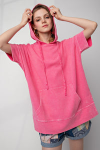 Easel Thermal Pullover Hoodie in Barbie Pink Top Easel   