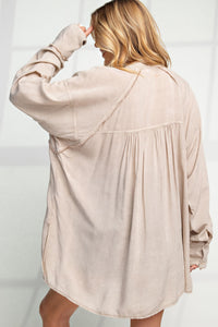 Easel Mineral Washed Tunic Shirt in Mushroom  Easel   