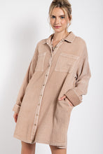 Load image into Gallery viewer, Easel Cotton Gauze Mineral Washed Shirt Dress in Milk Tea Dress Easel   
