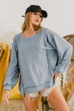 Load image into Gallery viewer, BiBi Distressed Knit Top in Denim Top BiBi   

