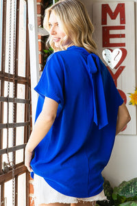 First Love Solid Color Air Flow Woven Top in Ultra Royal  First Love   