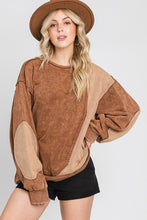Load image into Gallery viewer, Sewn+Seen Solid Color French Terry Top with Thermal Patches in Vintage Brown Shirts &amp; Tops Sewn+Seen   
