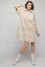 Load image into Gallery viewer, Easel Smiley Face Print T Shirt Dress in Khaki Dress Easel   
